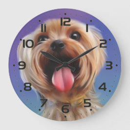 Cute Yorkshire hund puppy digital tavla Stor Klocka