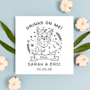 Cute Yorkshire skräcker Dog Wedding Drinks on Me Pappersservett