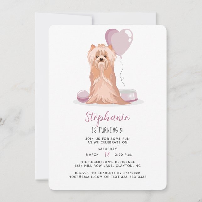 Cute Yorkshire Terrier Birthday Inbjudningar (Framsida)
