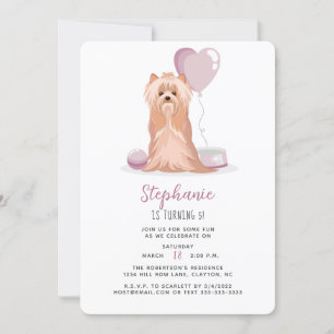 Cute Yorkshire Terrier Birthday Inbjudningar