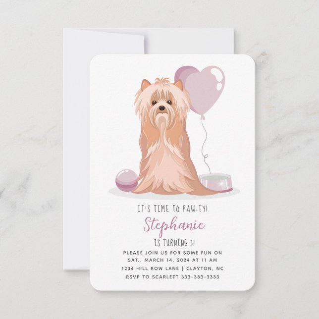 Cute Yorkshire Terrier Birthday Inbjudningar (Framsida)
