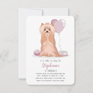 Cute Yorkshire Terrier Birthday Inbjudningar