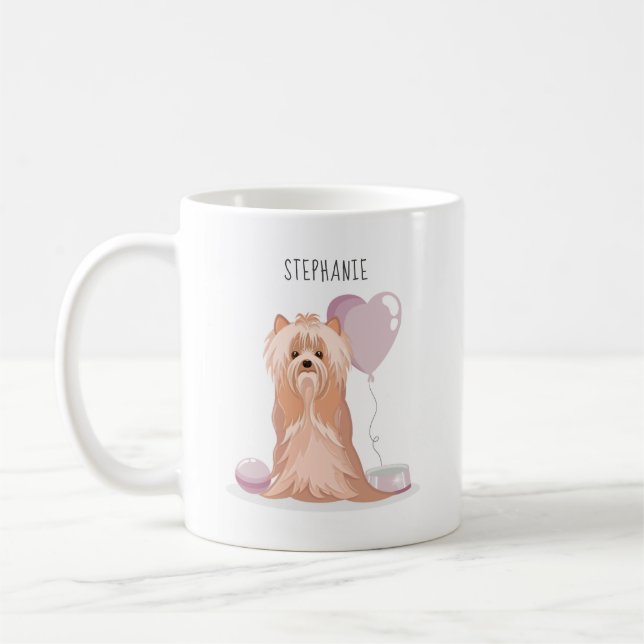 Cute Yorkshire Terrier Birthday Kaffemugg (Vänster)
