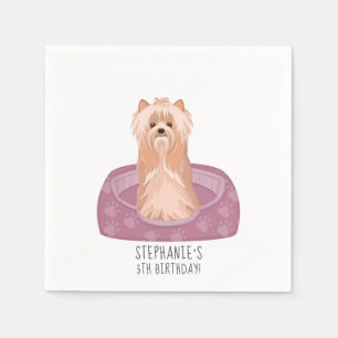 Cute Yorkshire Terrier Birthday Napkins Pappersservett