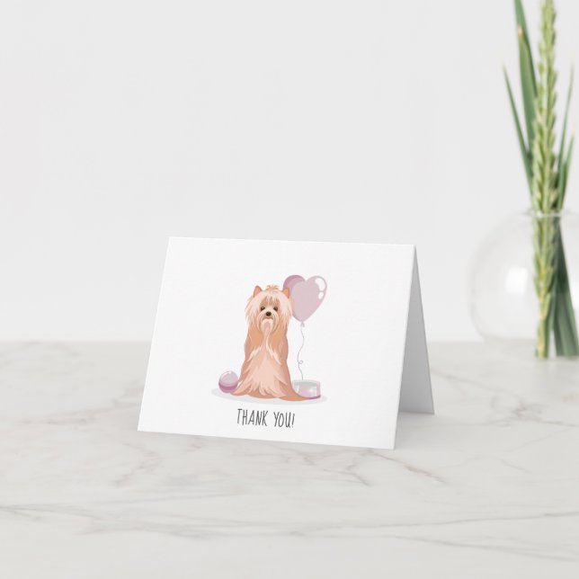 Cute Yorkshire Terrier Birthday Note Card Anteckningskort (Framsida)