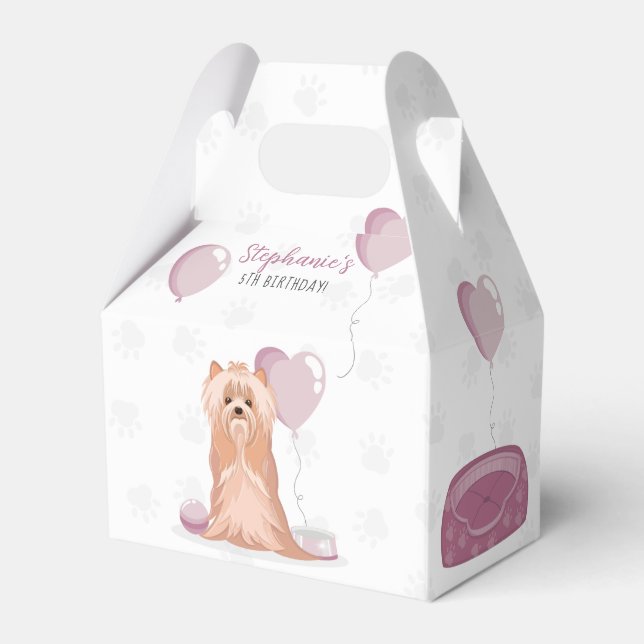 Cute Yorkshire Terrier Birthday Presentaskar (Baksidan Sidan)
