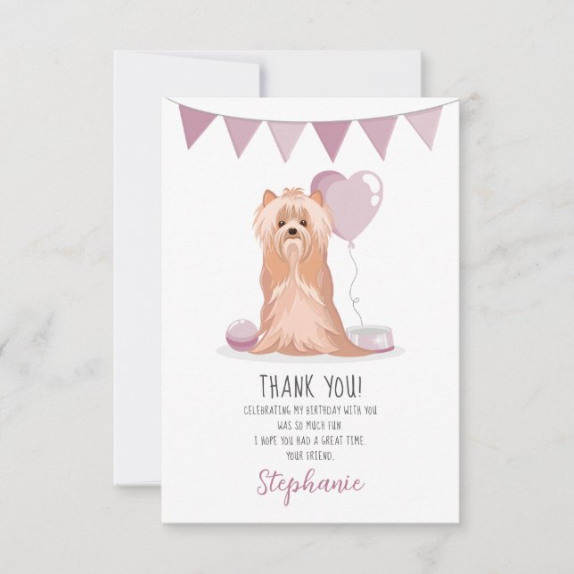 Cute Yorkshire Terrier Birthday Tack Inbjudningar (Framsida)