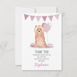Cute Yorkshire Terrier Birthday Tack Inbjudningar