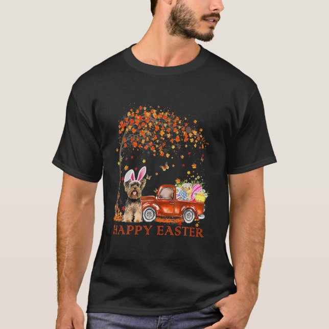 Cute Yorkshire Terrier Egg Träd Påsk Day Hund Papp T Shirt (Framsida)