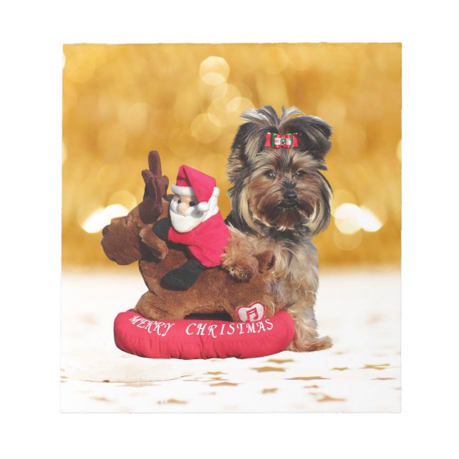 Cute Yorkshire Terrier God jul Anteckningsblock (Framsida)