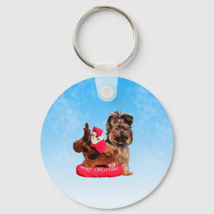 Cute Yorkshire Terrier God jul Nyckelring