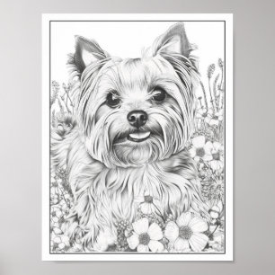 Cute Yorkshire Terrier Hund Coloring Poster
