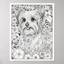 Cute Yorkshire Terrier Hund Coloring Poster
