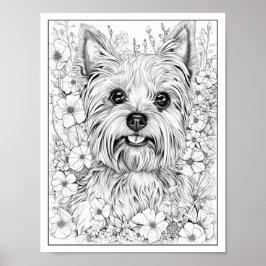 Cute Yorkshire Terrier Hund Coloring Poster