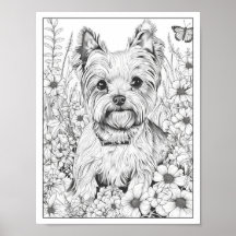 Cute Yorkshire Terrier Hund Coloring Poster