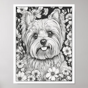 Cute Yorkshire Terrier Hund Coloring Poster