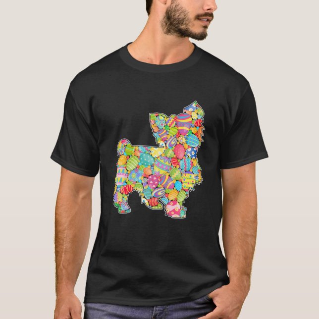 Cute Yorkshire Terrier Hund Eggs Påsk Day Hund Lov T Shirt (Framsida)