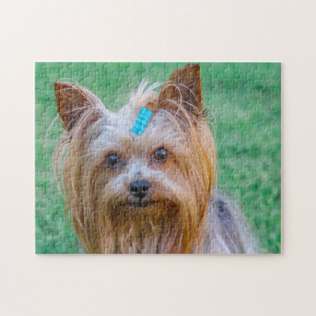 Cute Yorkshire Terrier Hund Head Pussel (Horisontell)