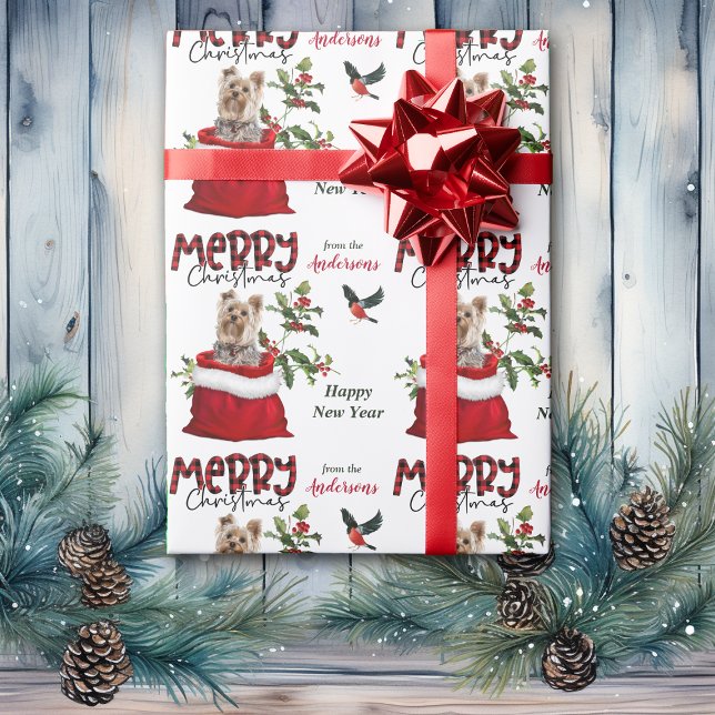 Cute Yorkshire Terrier-Hund i julklapp Bag Presentpapper (Skapare uppladdad)