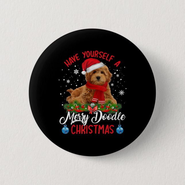 Cute Yorkshire Terrier Hund Merry Doodle jul Knapp (Framsida)