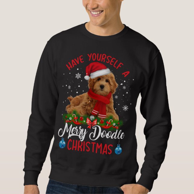 Cute Yorkshire Terrier Hund Merry Doodle jul Lång Ärmad Tröja (Framsida)
