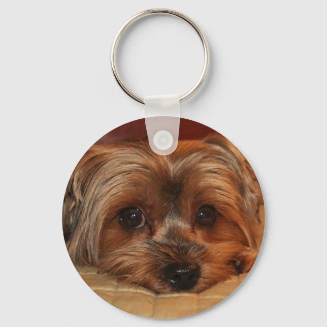 Cute Yorkshire Terrier Hund Nyckelring (Framsida)