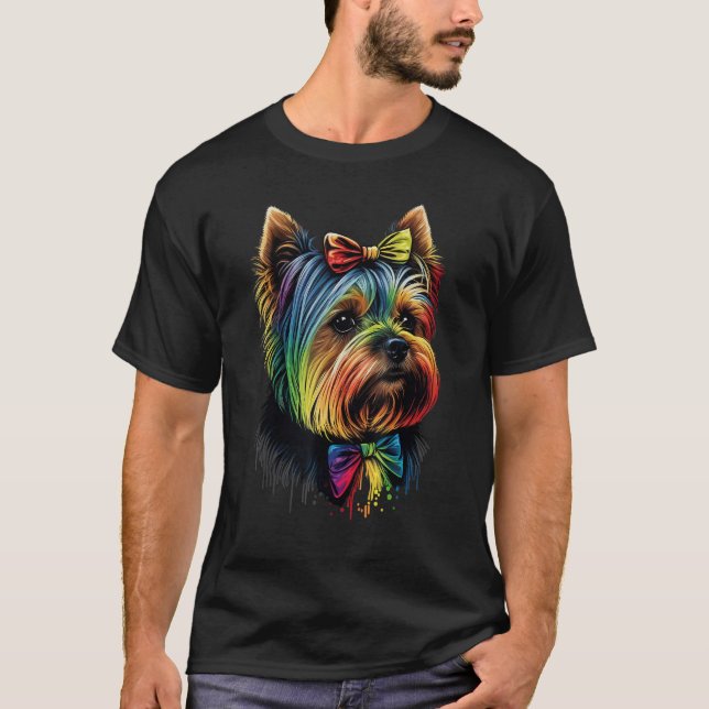 Cute Yorkshire Terrier Hund on Yorkshire Terrier L T Shirt (Framsida)