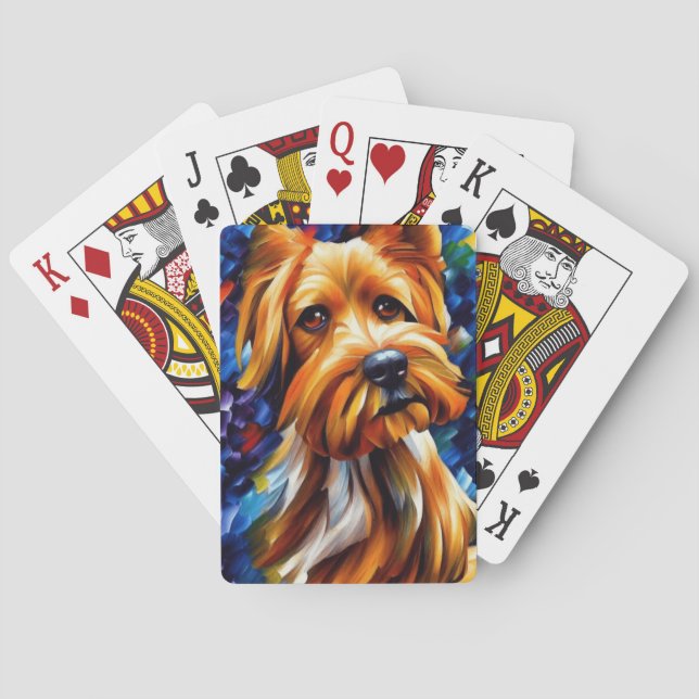Cute Yorkshire Terrier Hund Painting Casinokort (Baksidan)