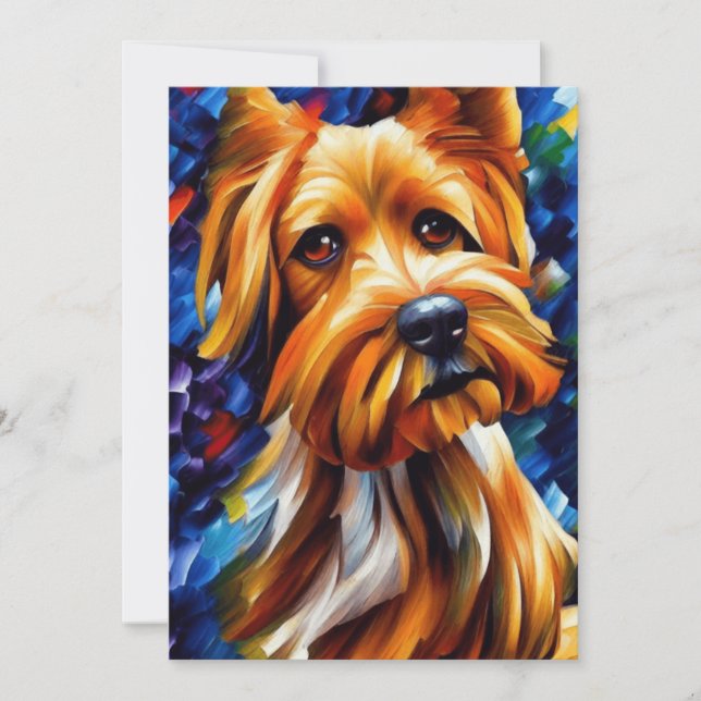 Cute Yorkshire Terrier Hund Painting Julkort (Framsida)
