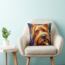 Cute Yorkshire Terrier Hund Painting Poster Kudde