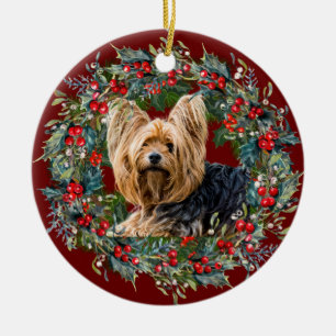 Cute Yorkshire Terrier hundälskare Helgdag Julgransprydnad Keramik