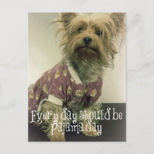 Cute Yorkshire Terrier i Pajamas med citat Vykort