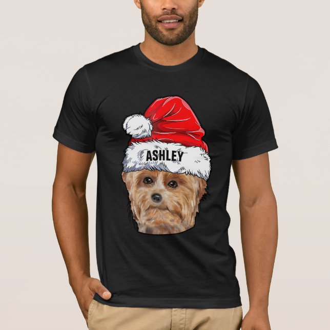 Cute Yorkshire Terrier jul Hat Hund Big T Shirt (Framsida)