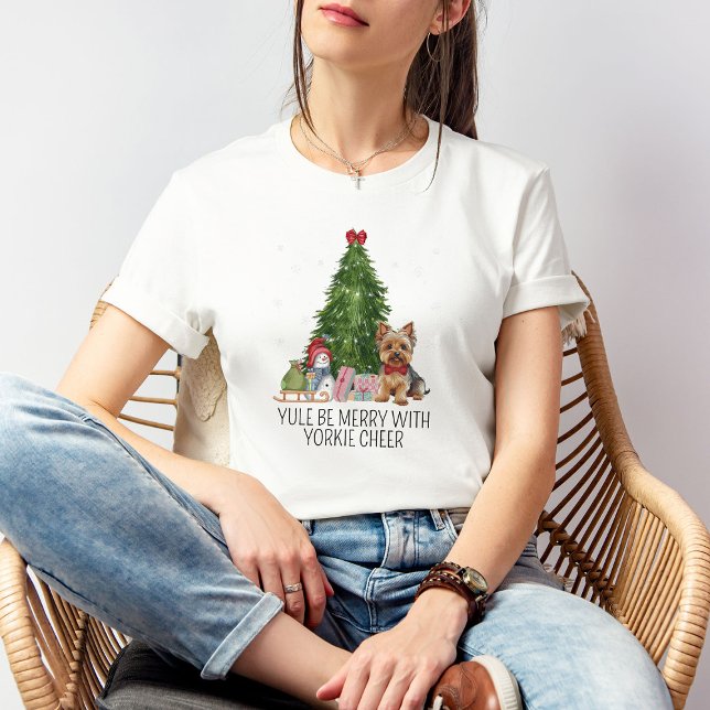 Cute Yorkshire Terrier-jul Tee Anpassningsbar Text (Festive Yorkie Graphic Tee
Cozy Christmas Apparel
Customized Yorkie Lover's T-shirt)