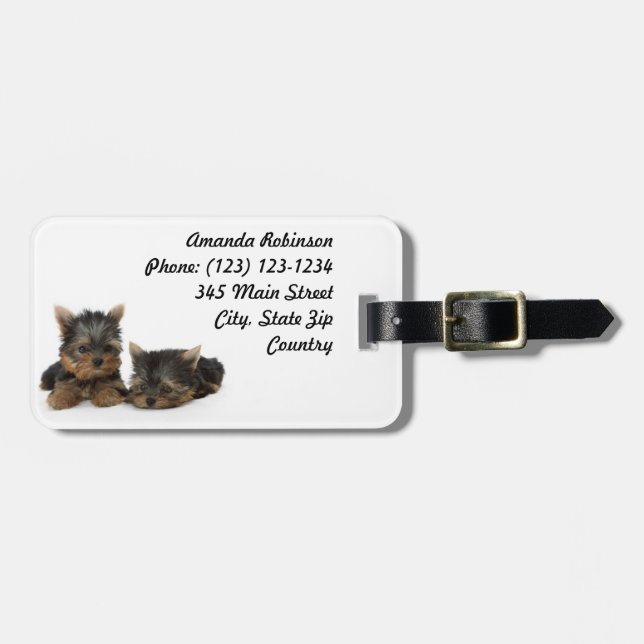Cute Yorkshire Terrier puppies Bagagebricka (Horisontell Framsida)