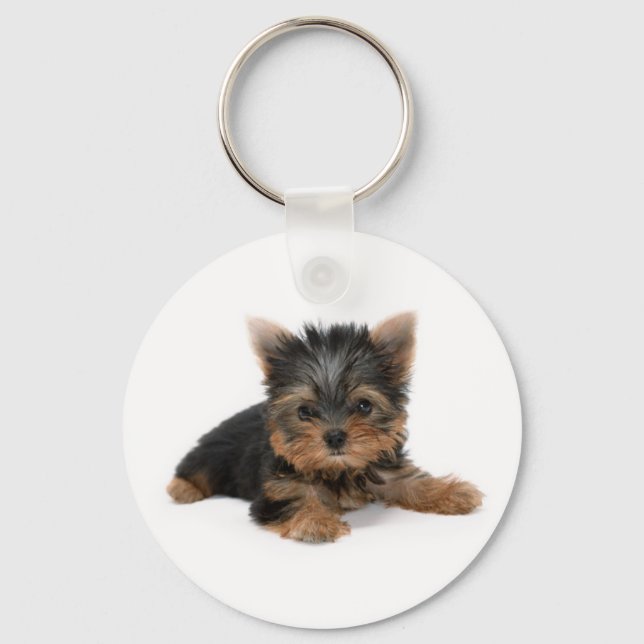 Cute Yorkshire Terrier Puppy Nyckelring (Framsida)