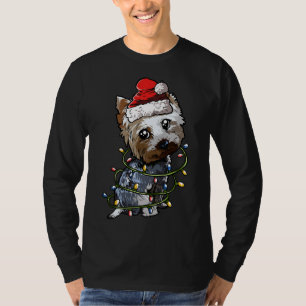Cute Yorkshire Terrier Santa Julgran Ljus T Shirt