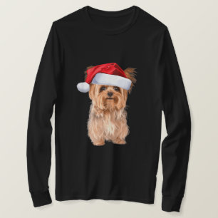 Cute Yorkshire Terrier Santa Puppy jul T Shirt