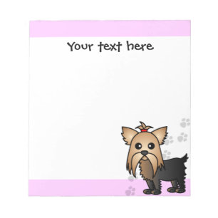 Cute Yorkshire Terrier Tecknad Tass avtryck Rosa Anteckningsblock