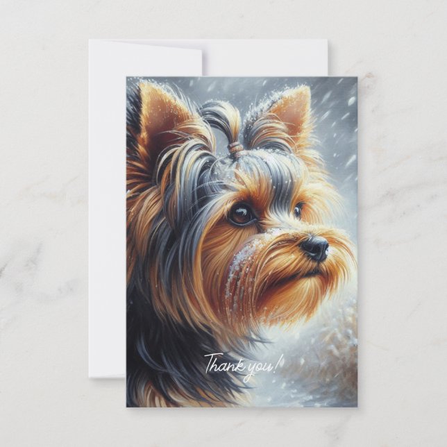 Cute Yorkshire Terrier Winter Ligcape Tack Kort (Framsida)