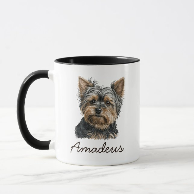 Cute Yorkshire Terrier Yorkie Gift Hund älskare Mugg (Vänster)