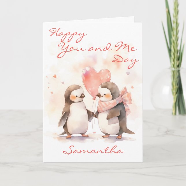 Cute You and Me Penguin Kort (Framsida)