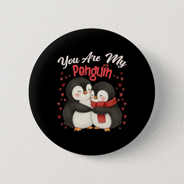 Cute You Are My Penguin Couple Funny Valentines Da Knapp (Framsida)