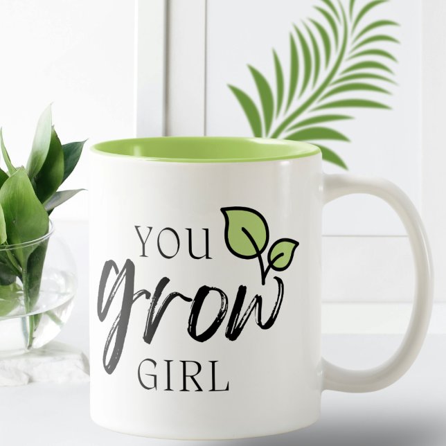 Cute You Grow Girl Funny Plant Lovers Mug Två-Tonad Mugg (Skapare uppladdad)