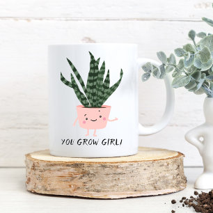 Cute You Grow Girl Funy Plant Älskare Två-Tonad Mugg
