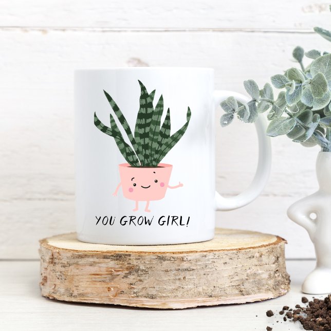 Cute You Grow Girl Funy Plant Älskare Två-Tonad Mugg (Skapare uppladdad)