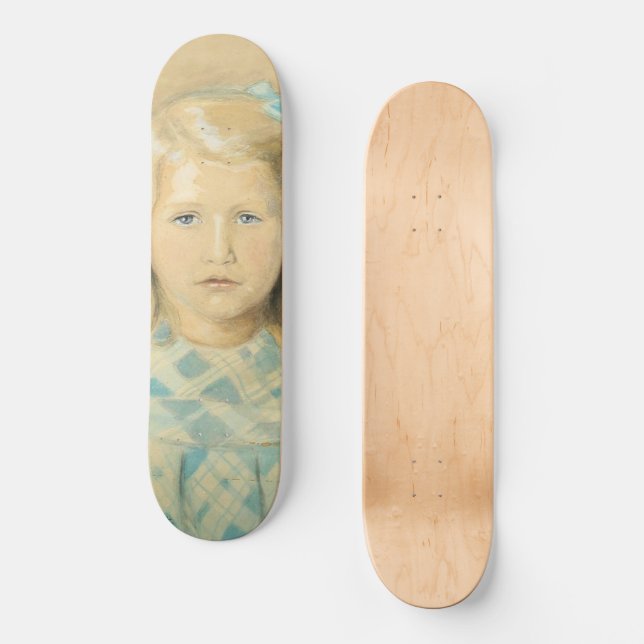 Cute Young Blonde Girl Mini Skateboard Bräda 18,5 Cm (Framsida)