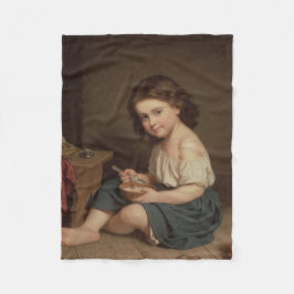 Cute Young Girl Eating Breakfast (Vintage Art) Fleecefilt