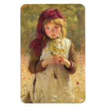 Cute Young Girl Holding Gult Butterkoppsblommor