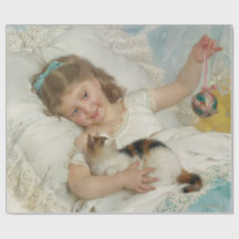 Cute Young Girl leker med sitt sällskapsdjur (Muni